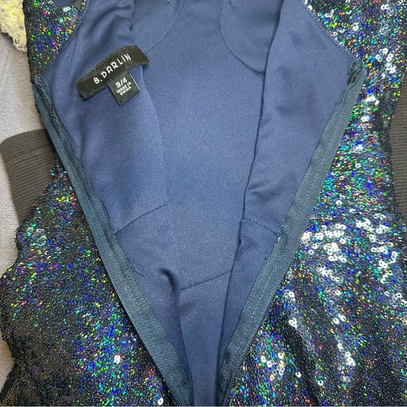 B. Darlin Navy Sequin Sweatheart Homecoming Mini Dress. Size: 3/4. - Picture 7 of 9